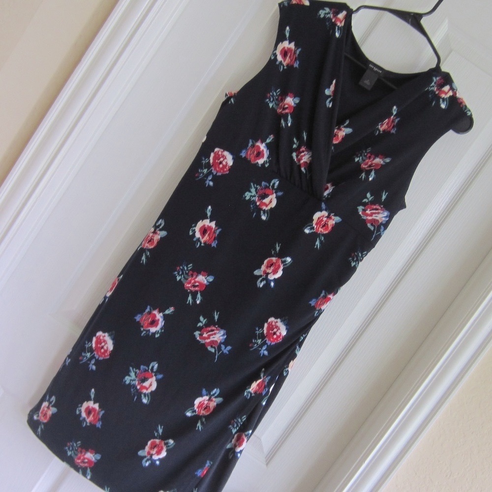 WORN ONCE Ann Taylor Navy Rosebud Career Dress M